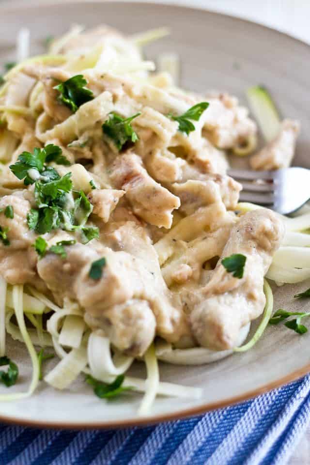 Creamy Chicken Zucchini Fettuccine | by Sonia! The Healthy Foodie