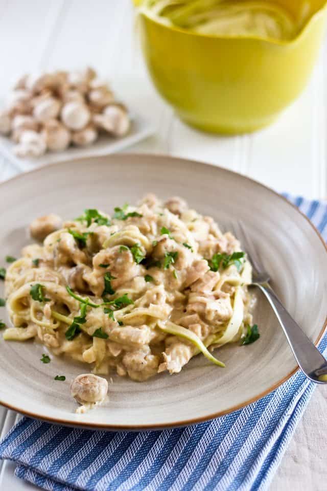 Creamy Chicken Zucchini Fettuccine | by Sonia! The Healthy Foodie