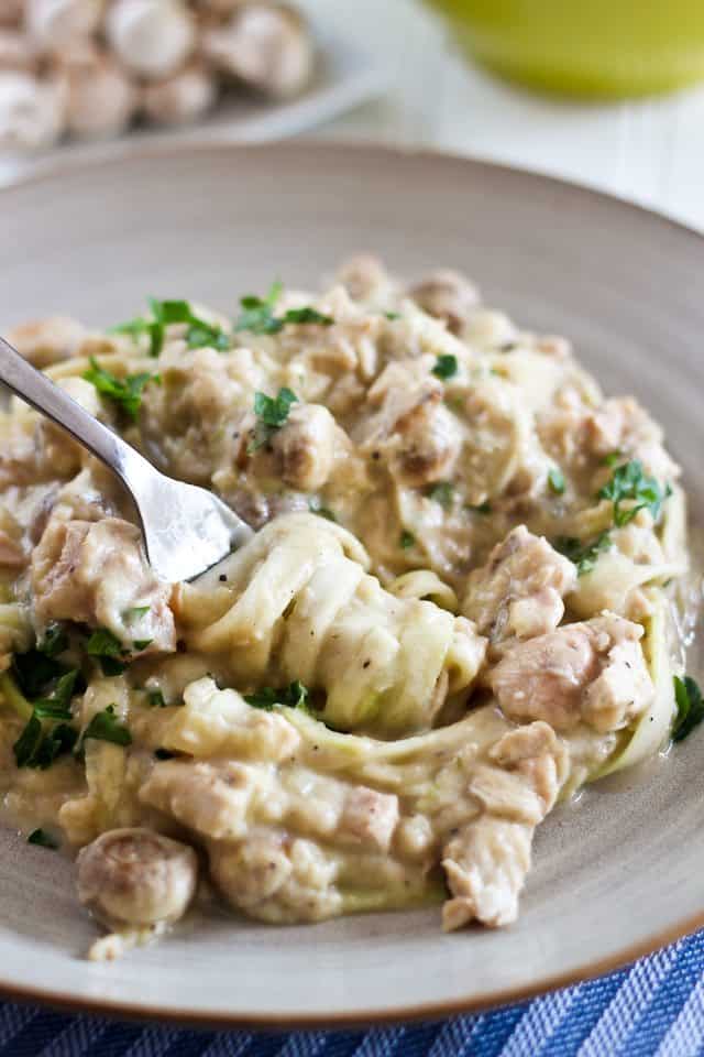 Creamy Chicken Zucchini Fettuccine | by Sonia! The Healthy Foodie