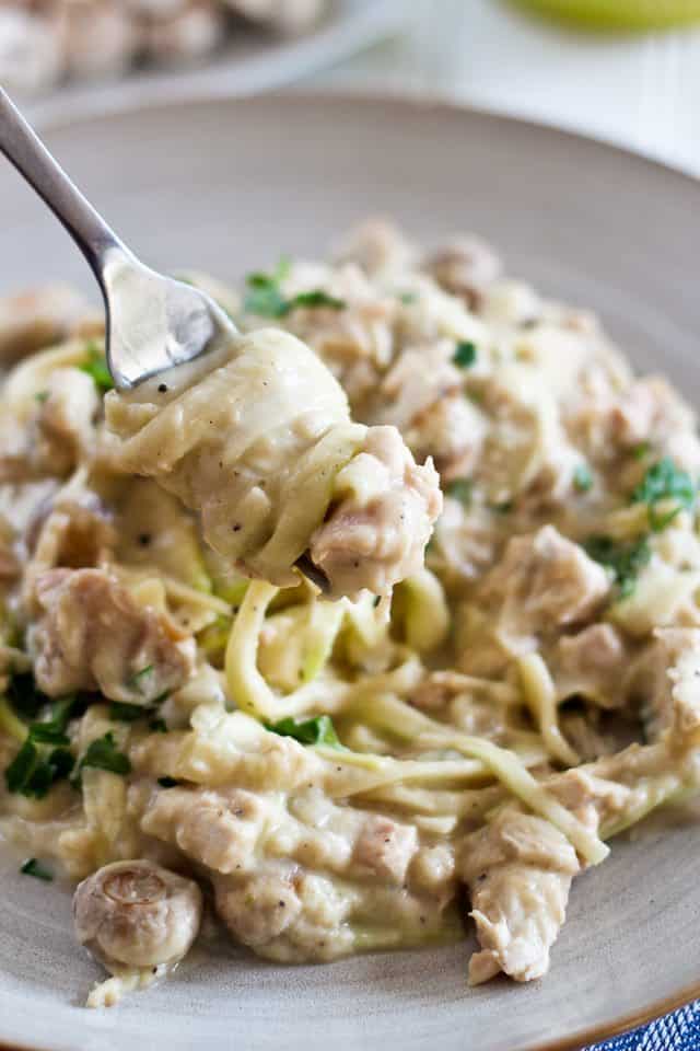 Creamy Chicken Zucchini Fettuccine | by Sonia! The Healthy Foodie