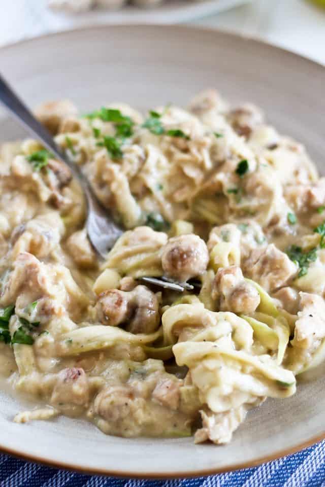 Creamy Chicken Zucchini Fettuccine | by Sonia! The Healthy Foodie