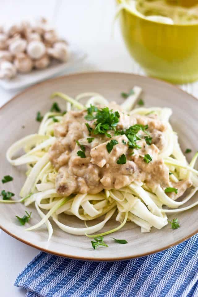 Creamy Chicken Zucchini Fettuccine | by Sonia! The Healthy Foodie