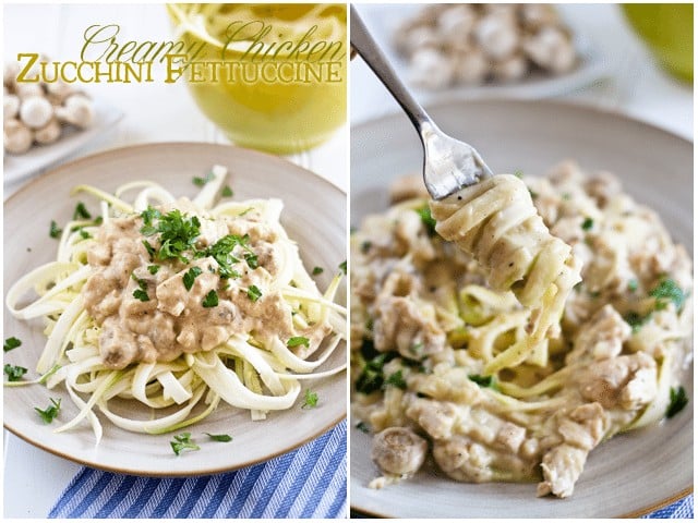 Creamy Chicken Zucchini Fettuccine | by Sonia! The Healthy Foodie