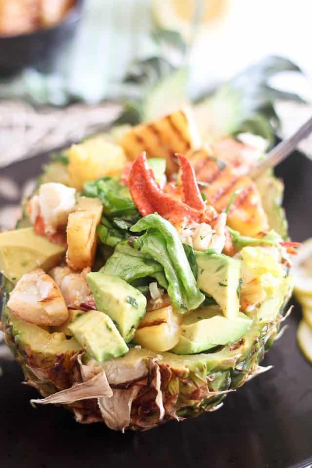 Grilled Pineapple and Lobster Salad  | by Sonia! The Healthy Foodie