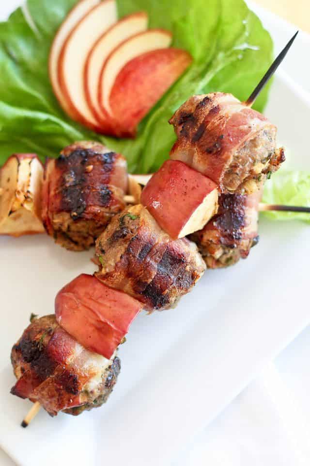 Bacon Wrapped Meatball Kebabs | by Sonia! The Healthy Foodie