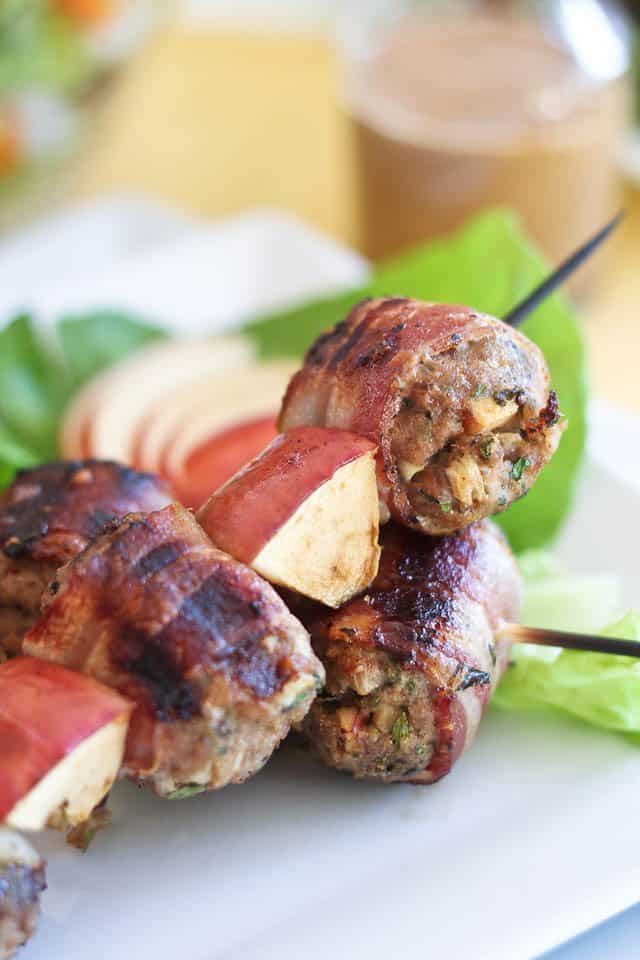 Bacon Wrapped Meatball Kebabs | by Sonia! The Healthy Foodie