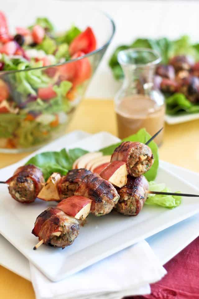 Bacon Wrapped Meatball Kebabs | by Sonia! The Healthy Foodie