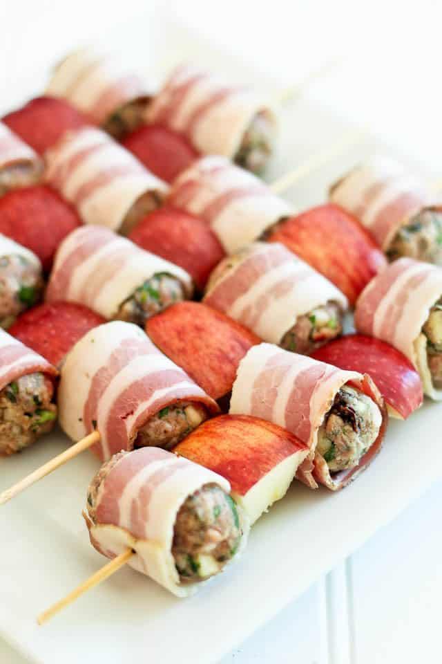 Bacon Wrapped Meatball Kebabs | by Sonia! The Healthy Foodie