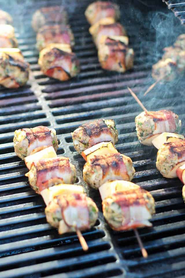 Bacon Wrapped Meatball Kebabs | by Sonia! The Healthy Foodie