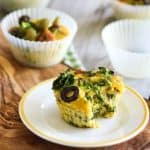 Ham Kale and Olive Frittata Cups | thehealthyfoodie.com