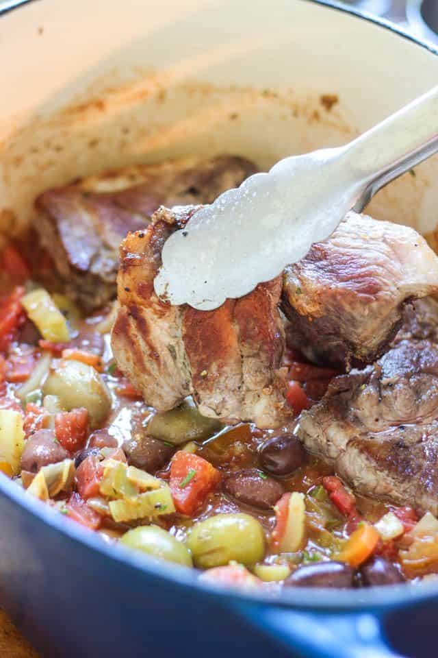 Tomato Olive Braised Pork Shoulder | thehealthyfoodie.com