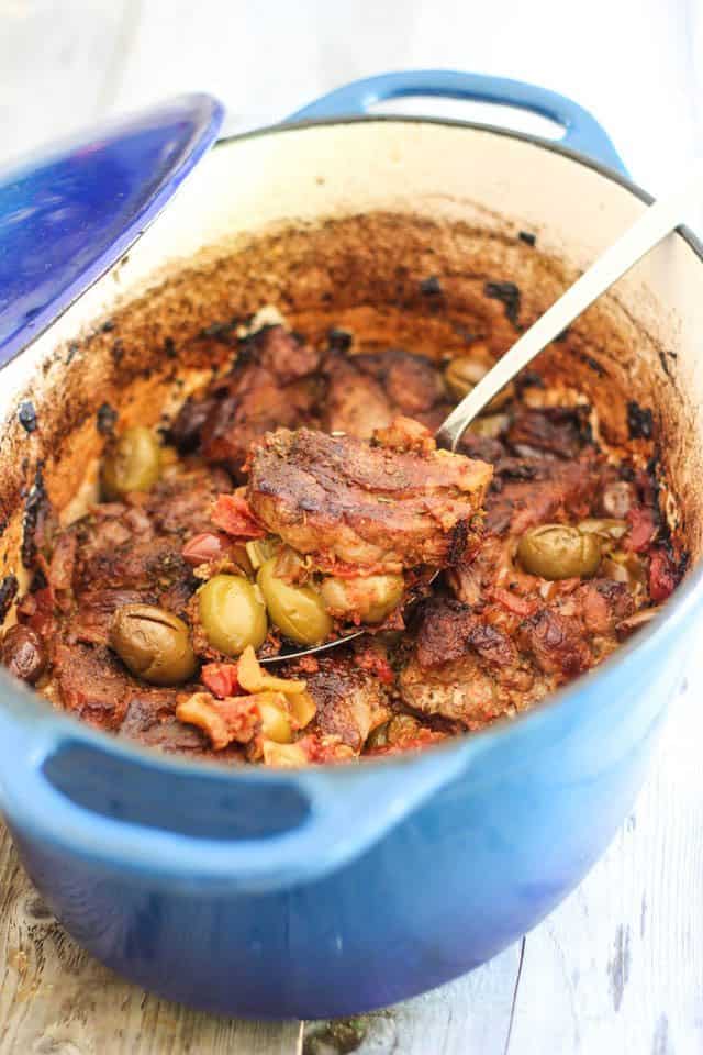 Tomato Olive Braised Pork Shoulder | thehealthyfoodie.com