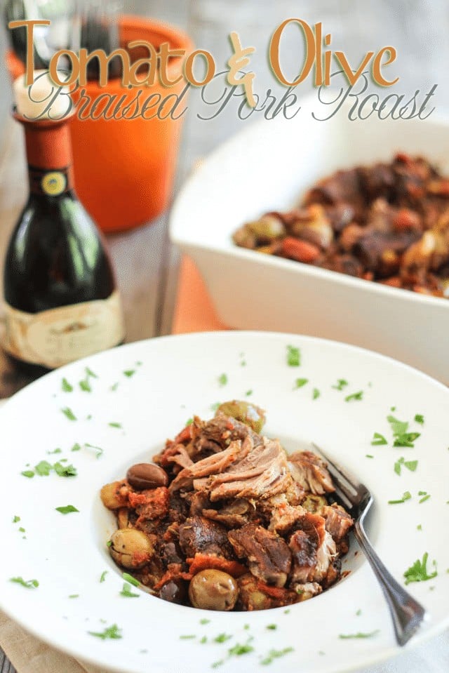 Tomato Olive Braised Pork Shoulder | thehealthyfoodie.com