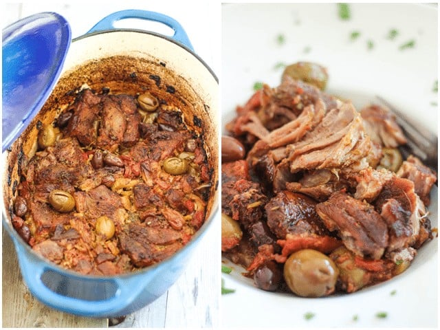 Tomato Olive Braised Pork Shoulder | thehealthyfoodie.com