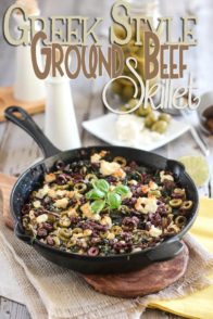Ground Beef, Kale, Olives and Goat Feta Cheese combined in one extremely tasty, nutritious and satisfying single skillet dish.