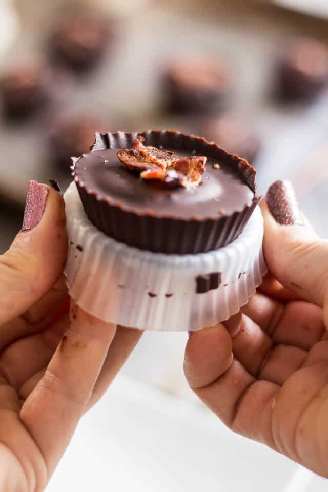 Bacon Banana Nut Butter Chocolate Cups | by Sonia! The Healthy Foodie