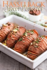 Whether you are looking to wow your guests or treat yourself to a stunning baked potato, learn the simple trick to easily make Hasselback Sweet Potatoes!