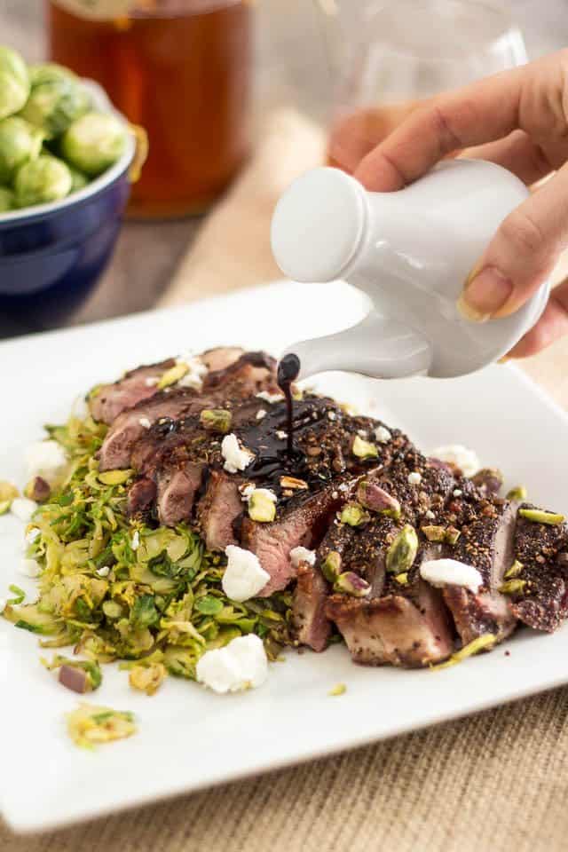 Strip Steak over Shaved Brussels Sprouts | by Sonia! The Healthy Foodie