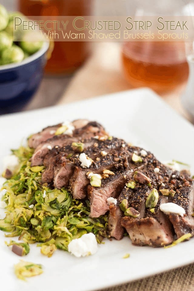 Strip Steak over Shaved Brussels Sprouts | by Sonia! The Healthy Foodie