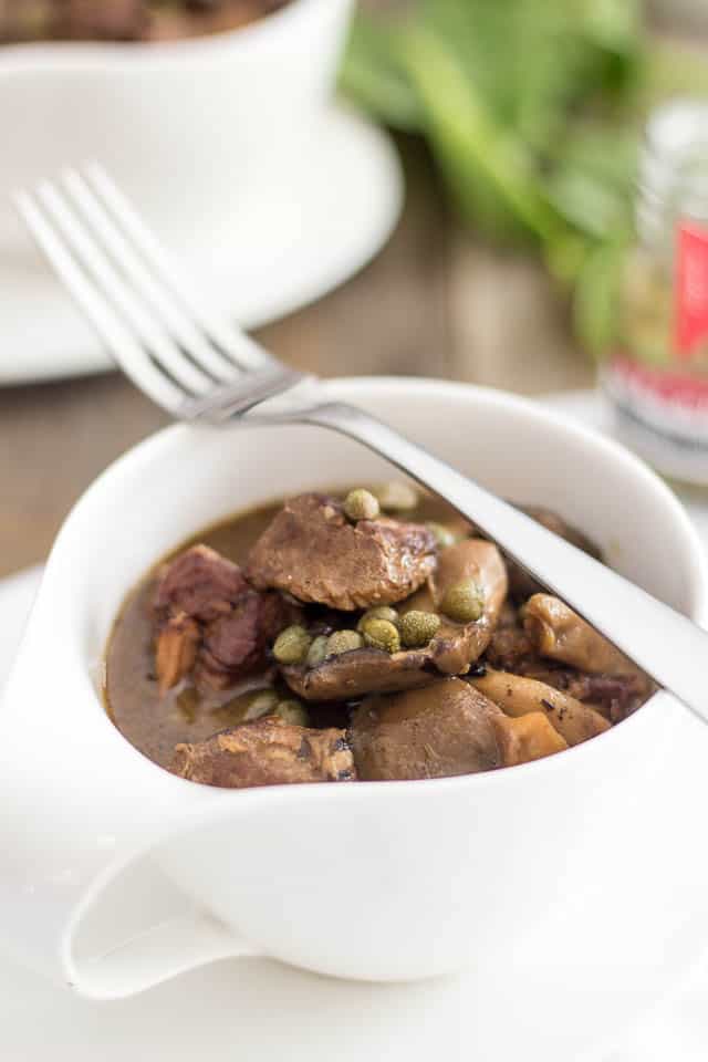 Slow Cooker Pork Stew with Oyster Mushrooms | www.thehealthyfoodie.com