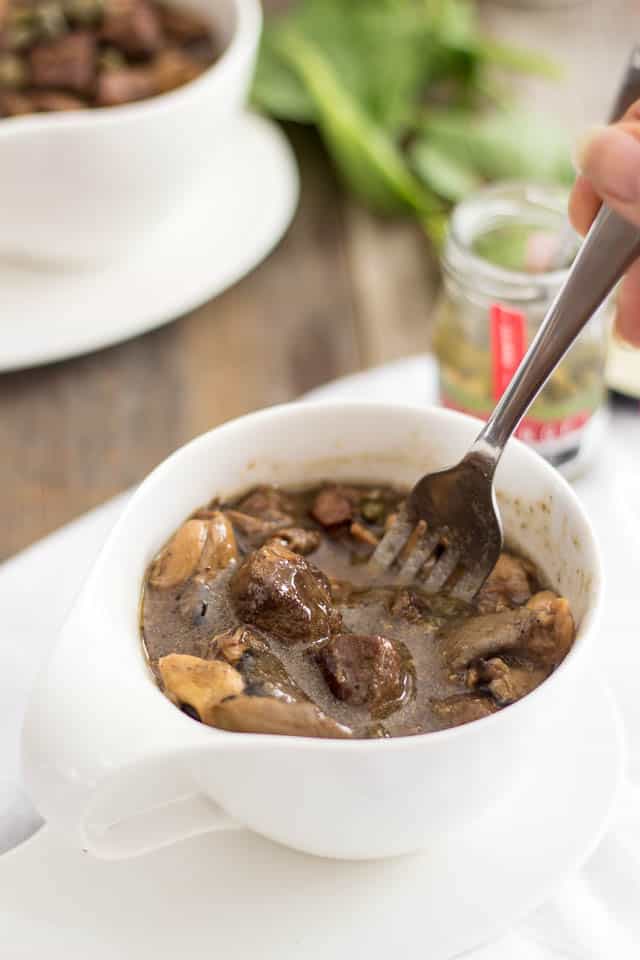 Slow Cooker Pork Stew with Oyster Mushrooms | www.thehealthyfoodie.com