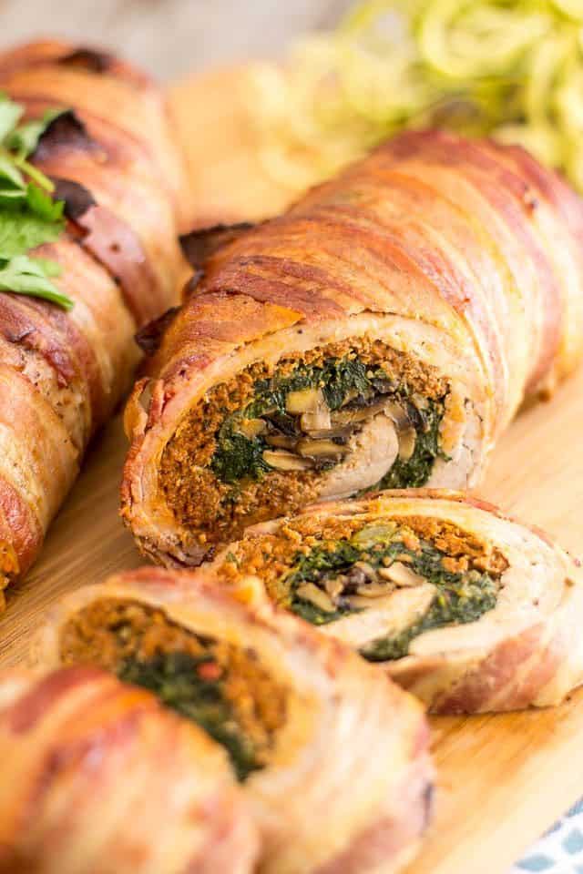 Spinach and Italian Sausage Stuffed Pork Tenderloin | thehealthyfoodie.com
