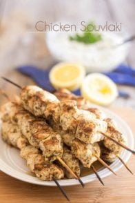 These authentic Chicken Souvlaki are so stupid easy to make and so crazy good, you'll probably want to eat nothing but that all summer!