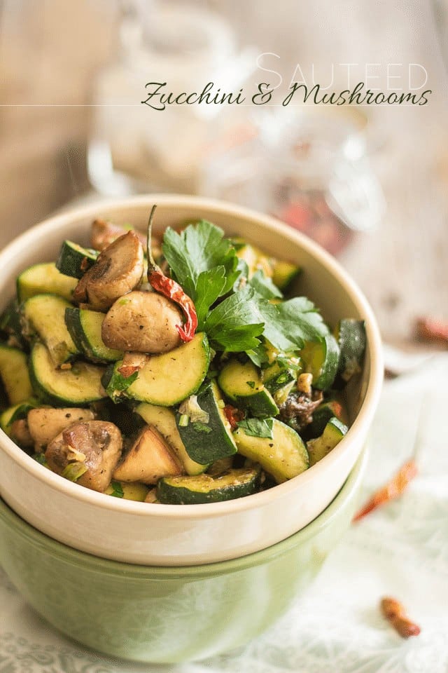 Zucchini and Sauteed Mushrooms