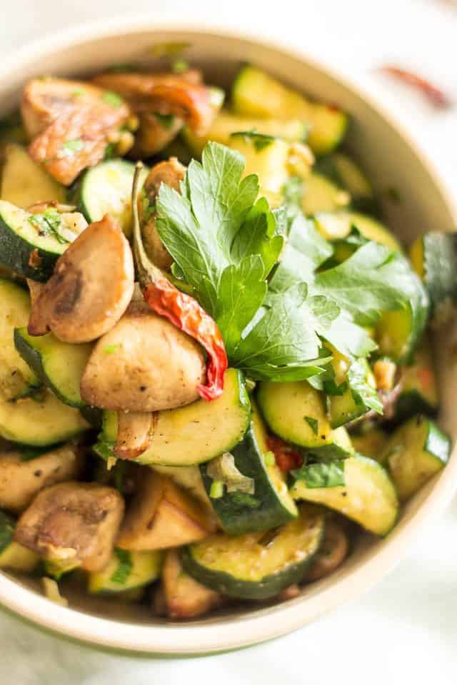 Sauteed Zucchini and Mushrooms | thehealthyfoodie.com