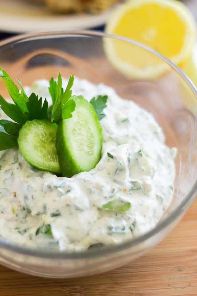 This quick and easy Chunky Tzatziki Sauce is the mandatory complement to any good souvlaki, but really it tastes so good, you'll want to eat it by the spoonful!
