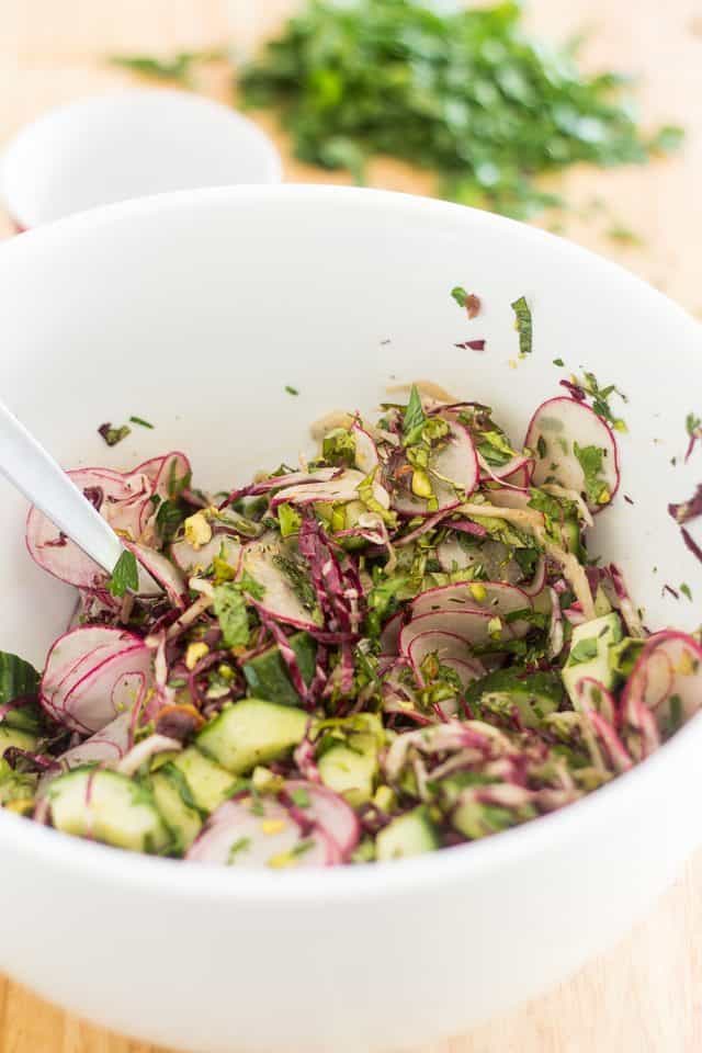 Avocado Cucumber Pistachio Salad | thehealthyfoodie.com