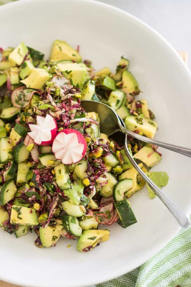 Avocado Cucumber Pistachio Salad | thehealthyfoodie.com