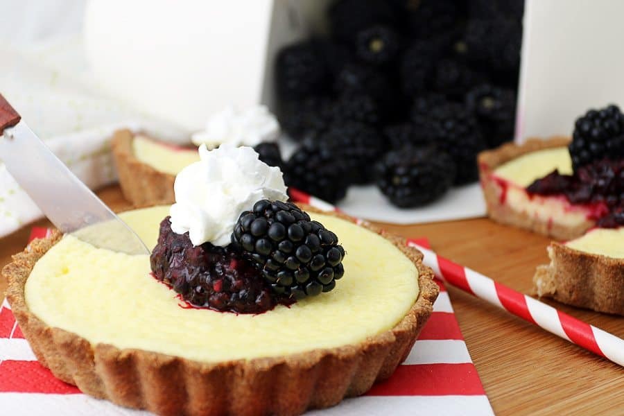 Keto Cheesecake Tarts with Blackberry Compote