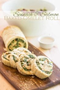 Spinach and Salmon Baked Omelet Roll | thehealthyfoodie.com