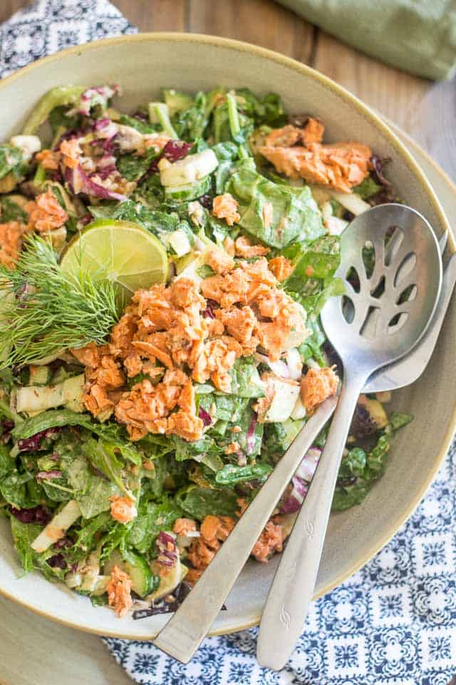 Keto Salmon Salad | thehealthyfoodie.co
