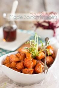 Heat Smoked Maple Salmon Nuggets| thehealthyfoodie.com