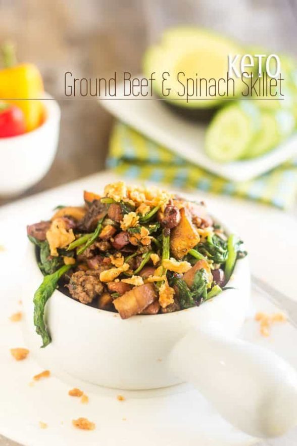 Keto Ground Beef and Spinach Skillet