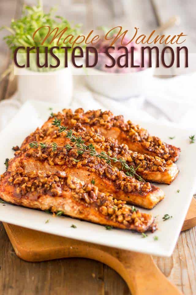 Maple Walnut Crusted Salmon |thehealthyfoodie.com