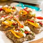 Onion Goat Cheese Bell Pepper Meatzza | thehealthyfoodie.com