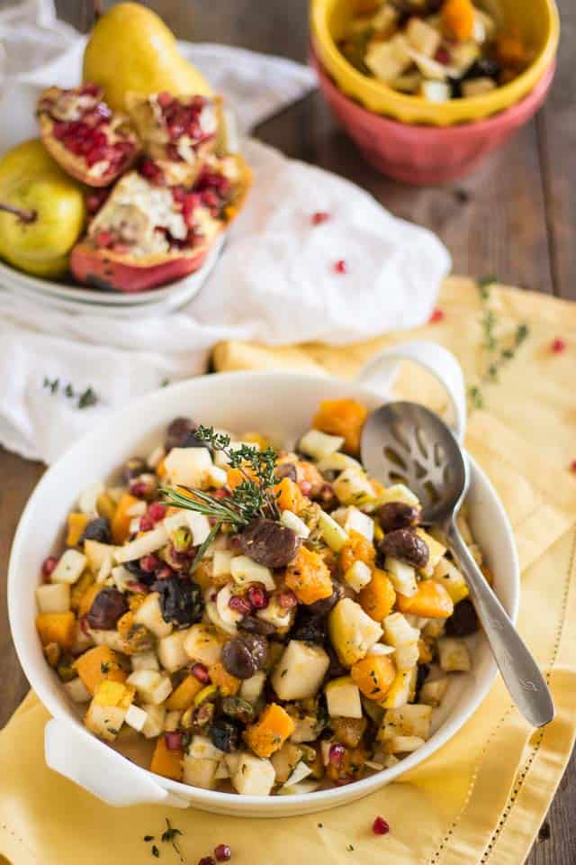 Butternut Squash Pear Chestnut Salad | thehealthyfoodie.com