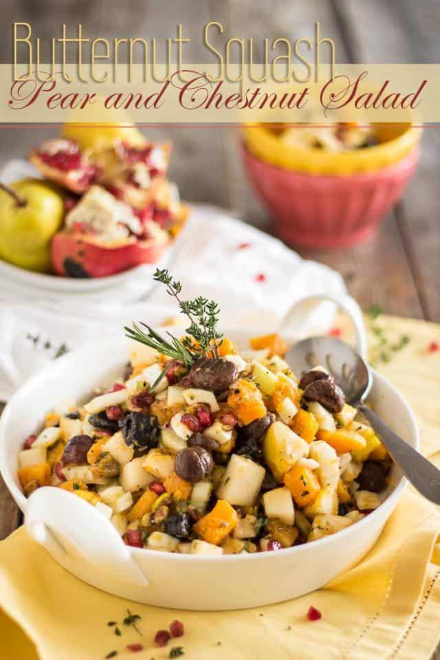 Butternut Squash Pear Chestnut Salad | thehealthyfoodie.com