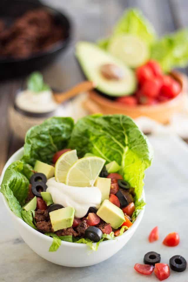 Warm Taco Style Salad | thehealthyfoodie.com
