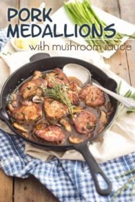 Tender, juicy pieces of meat topped with a rich and generous mushroom sauce, this Pork Medallions with Mushroom Sauce recipe is ready to eat in 15 minutes!
