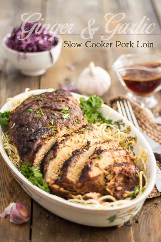 Ginger Garlic Slow Cooker Pork Loin | thehealthyfoodie.com