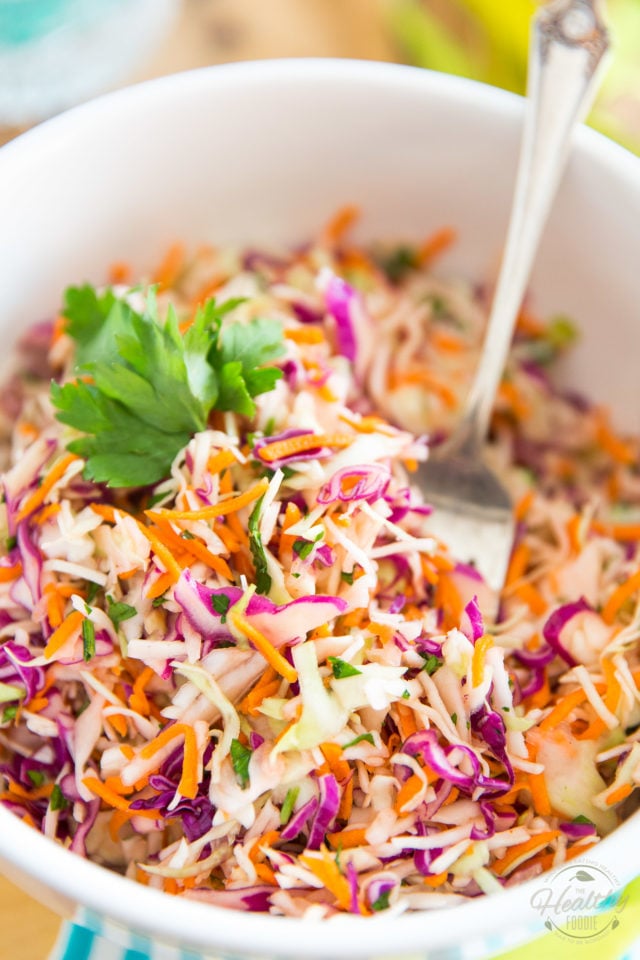 Making your own Classic Coleslaw at home is so easy! This one tastes just like the stuff you buy at the store but is so much better for your health! Try it once, you'll never go back...