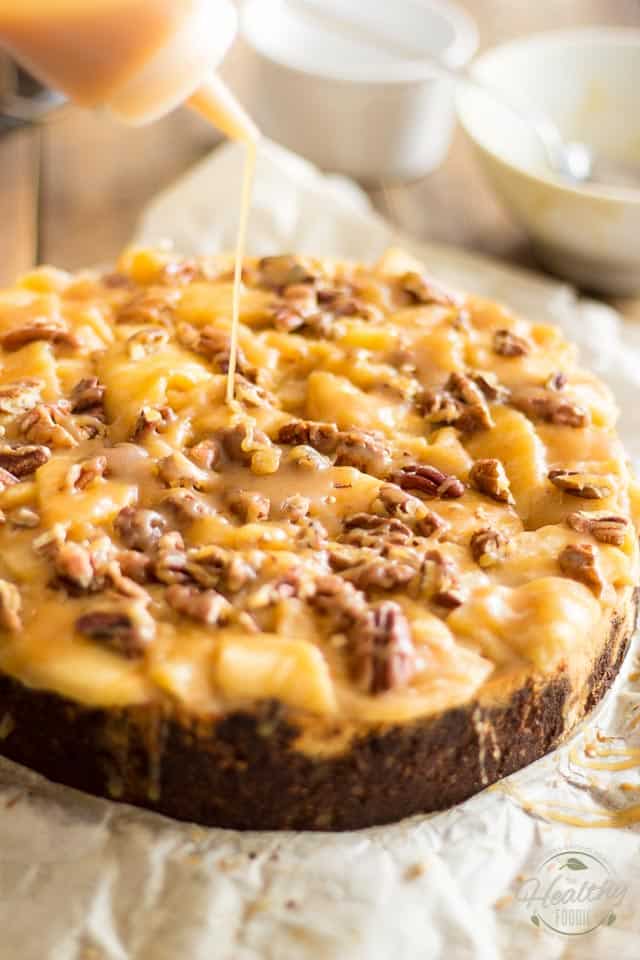 Maple Caramel Apple Cheesecake | thehealthyfoodie.com