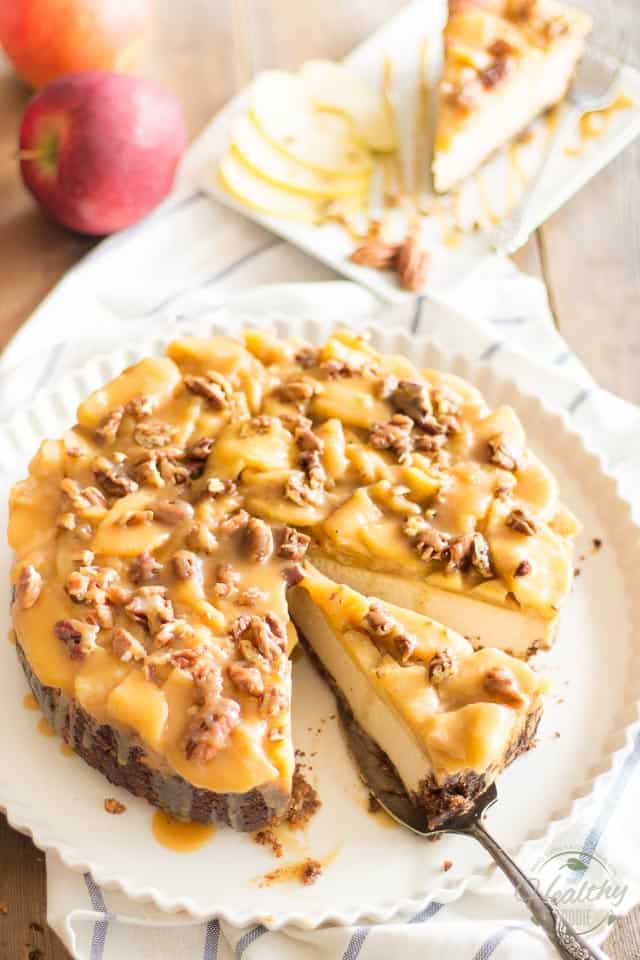 Maple Caramel Apple Cheesecake | thehealthyfoodie.com