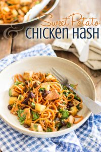 Easy on the palate any time of day, this Sweet Potato and Chicken Hash is a real treat for the taste buds; it's also super quick and easy to make!