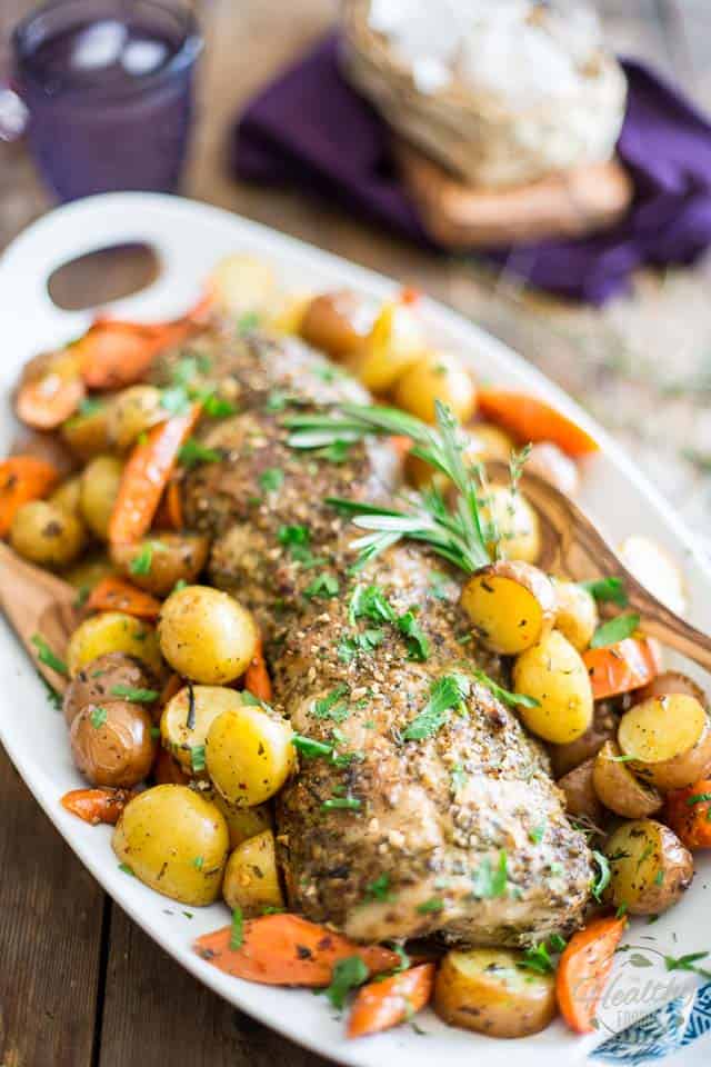 Maple Garlic Pork Roast with Carrots and Potatoes | thehealthyfoodie.com