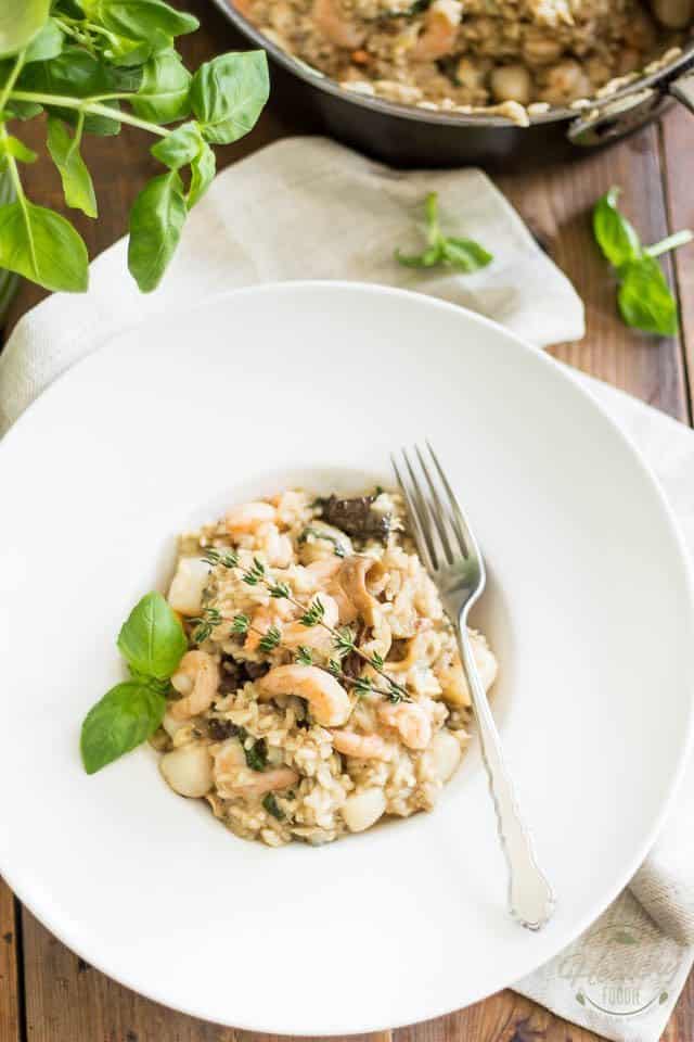 Seafood and Wild Mushroom Risotto | thehealthyfoodie.com